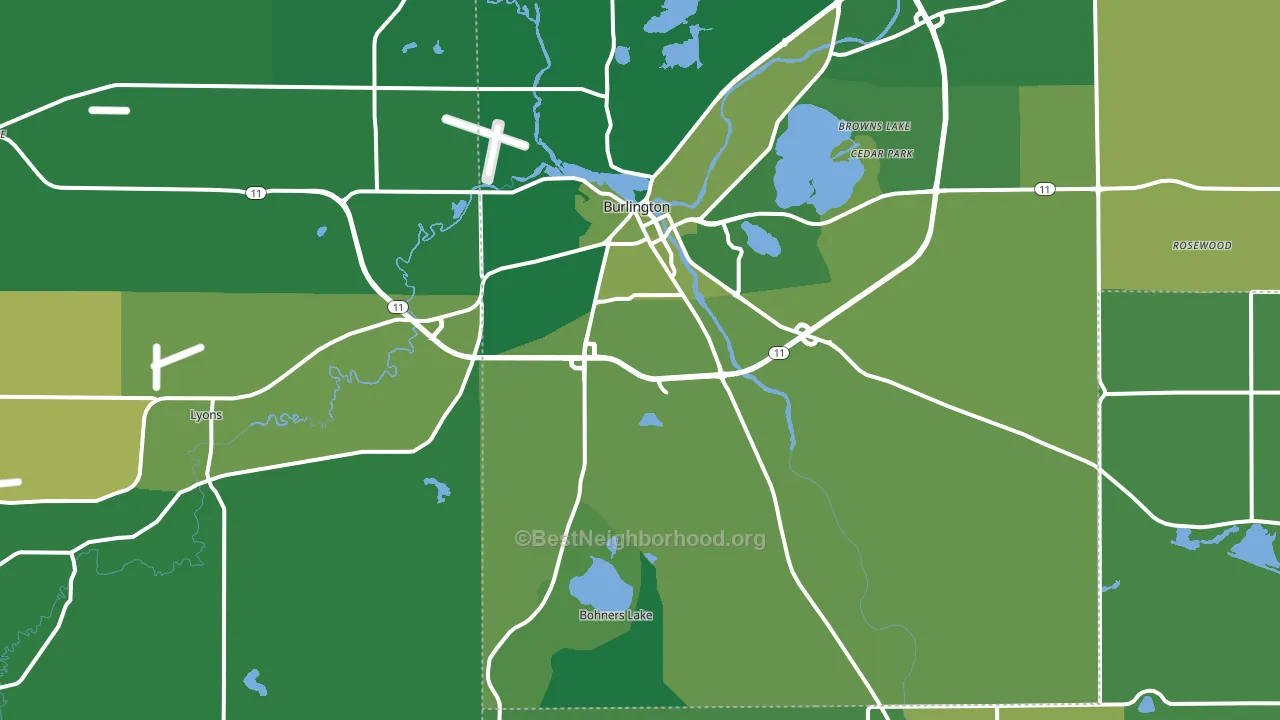 Burlington, WI block-group voter-turnout map