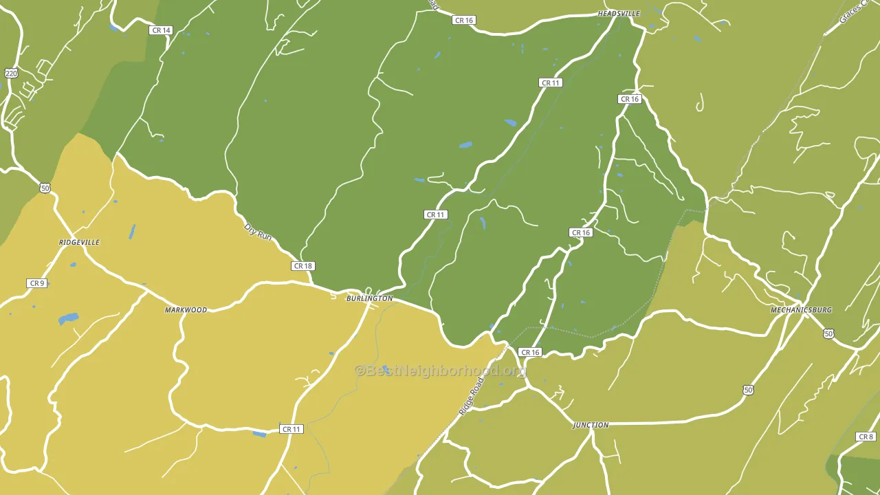 Burlington, WV block-group voter-turnout map
