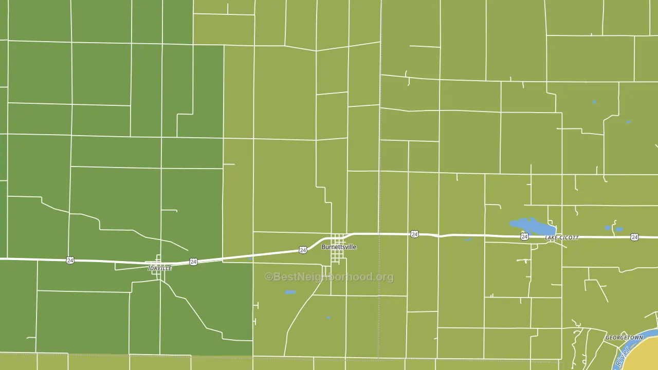 Burnettsville, IN block-group voter-turnout map