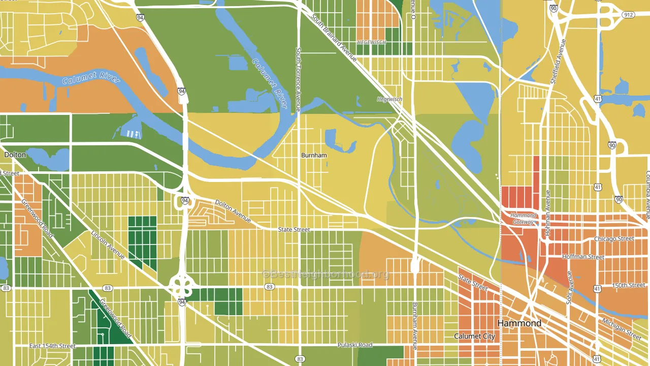 Burnham, IL block-group voter-turnout map