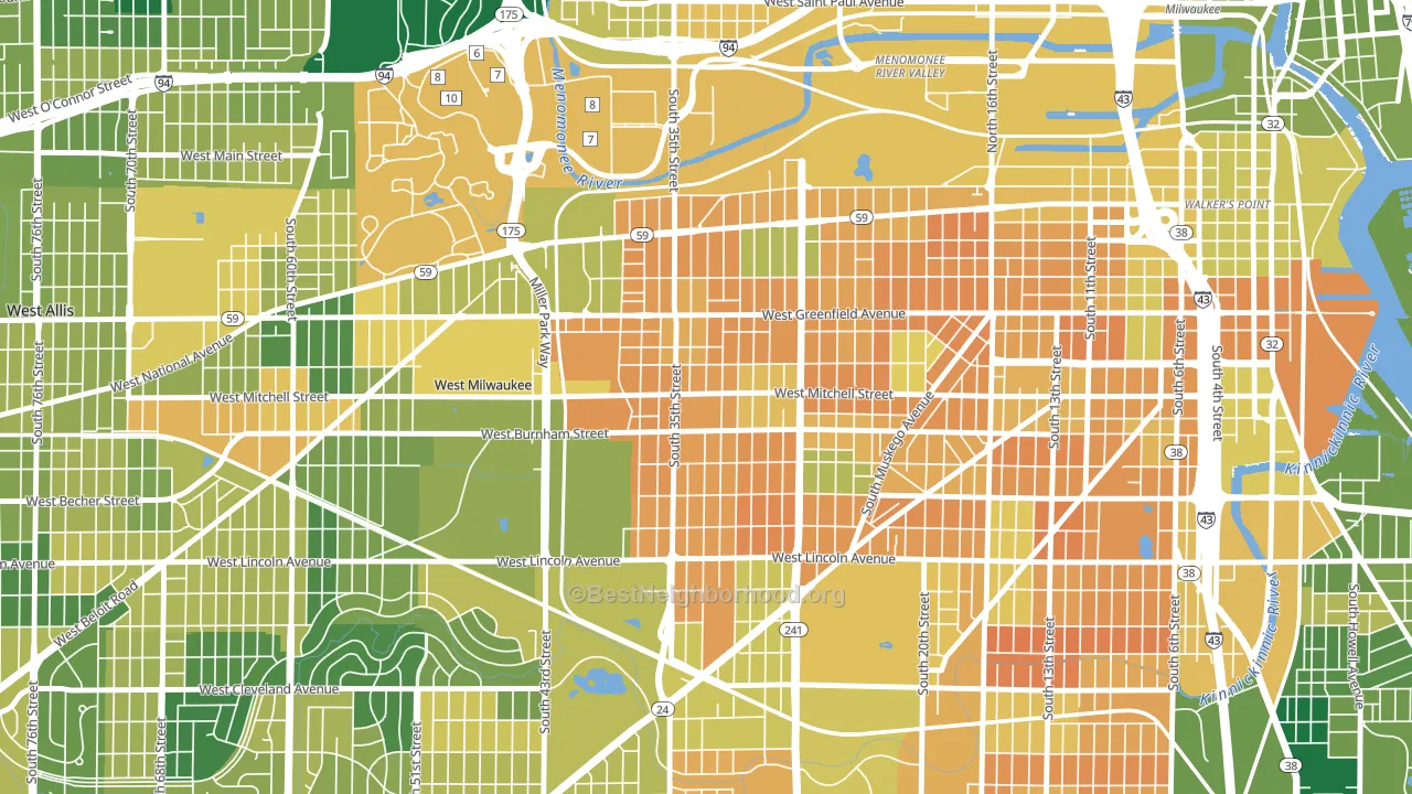 Burnham Park, Milwaukee, WI block-group voter-turnout map