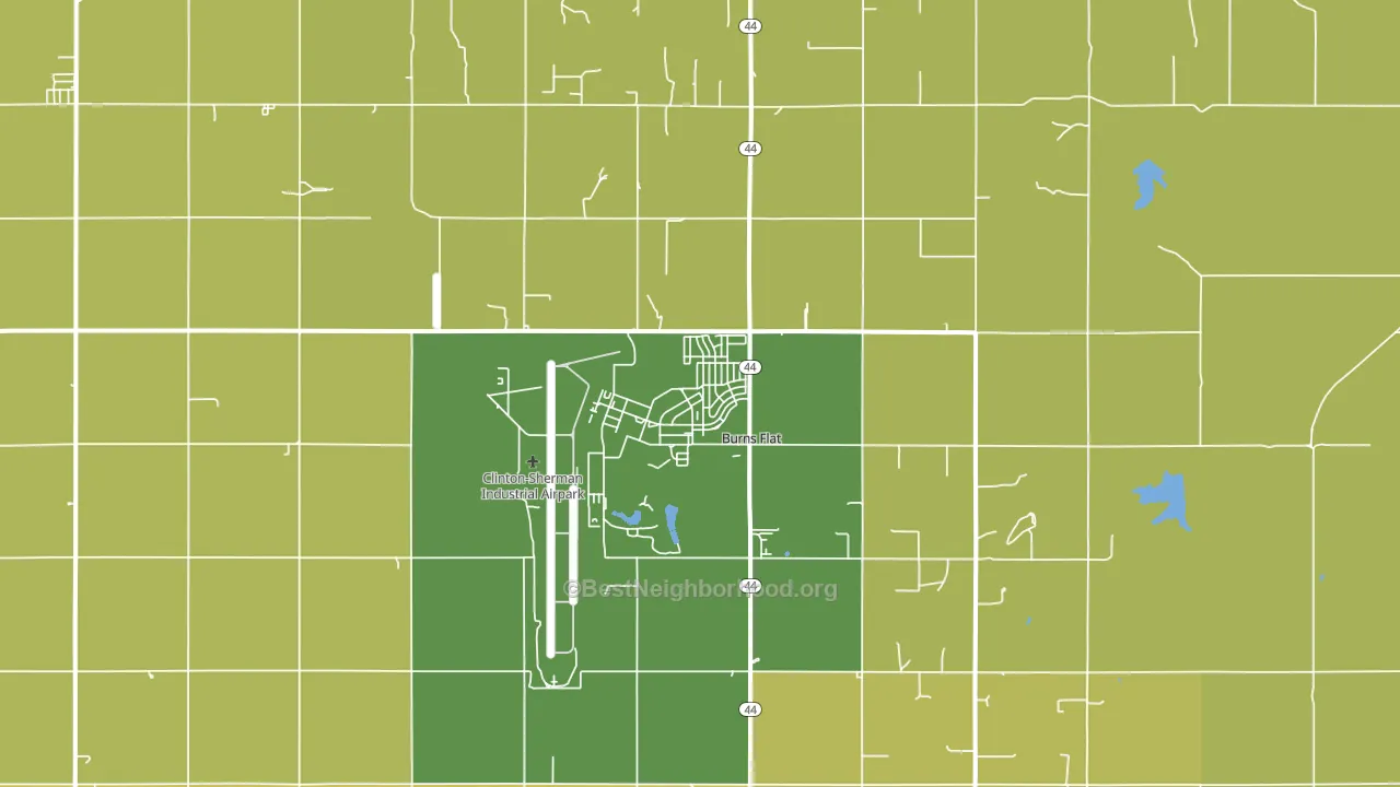 Burns Flat, OK block-group voter-turnout map