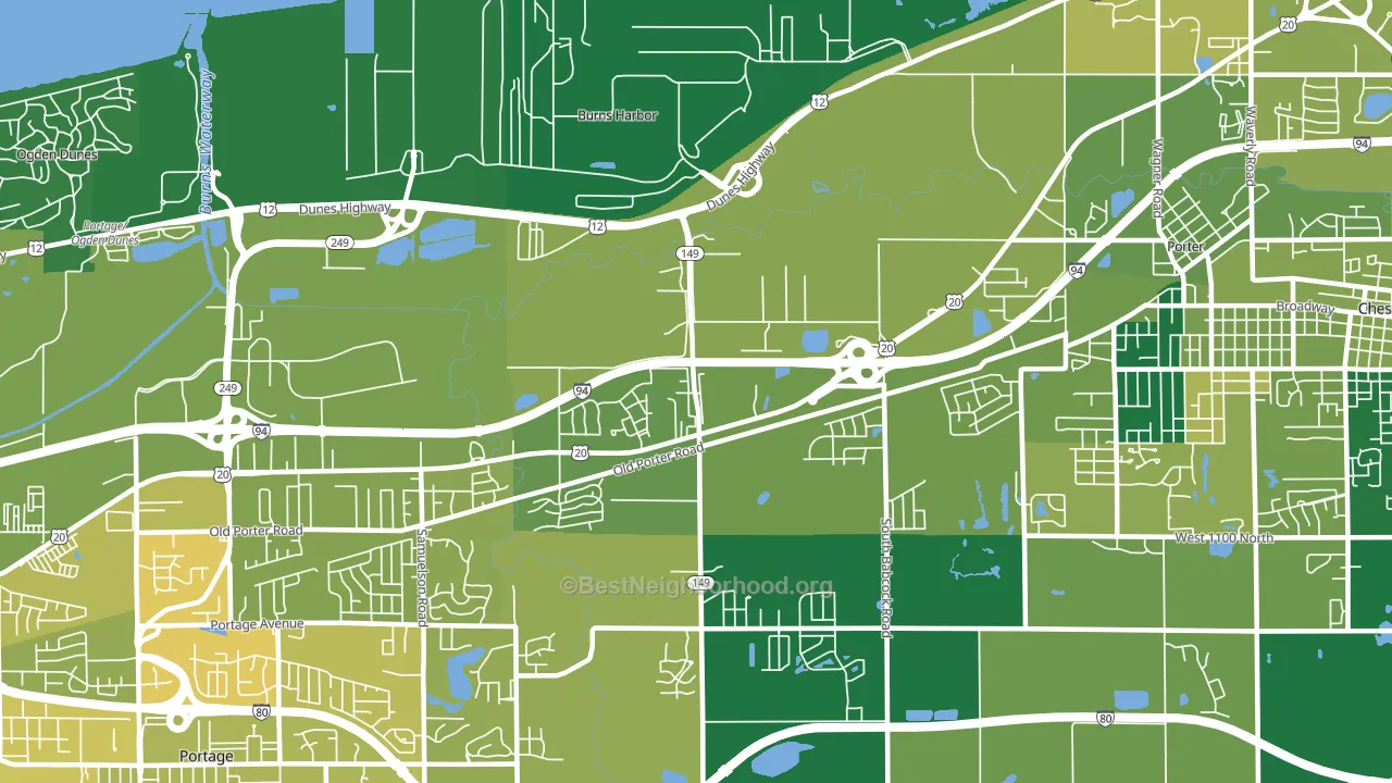 Burns Harbor, IN block-group voter-turnout map