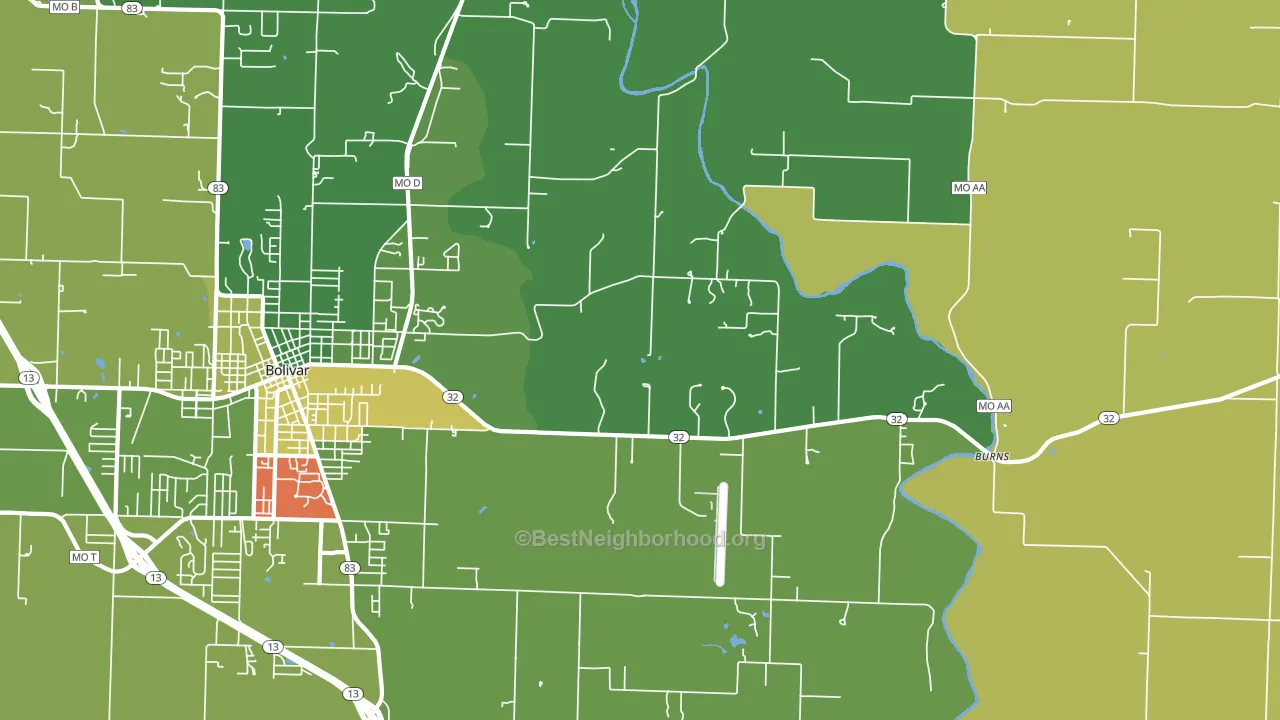 Burns, MO block-group voter-turnout map