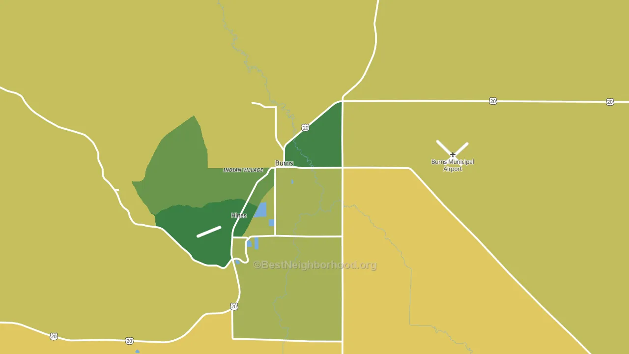 Burns, OR block-group voter-turnout map