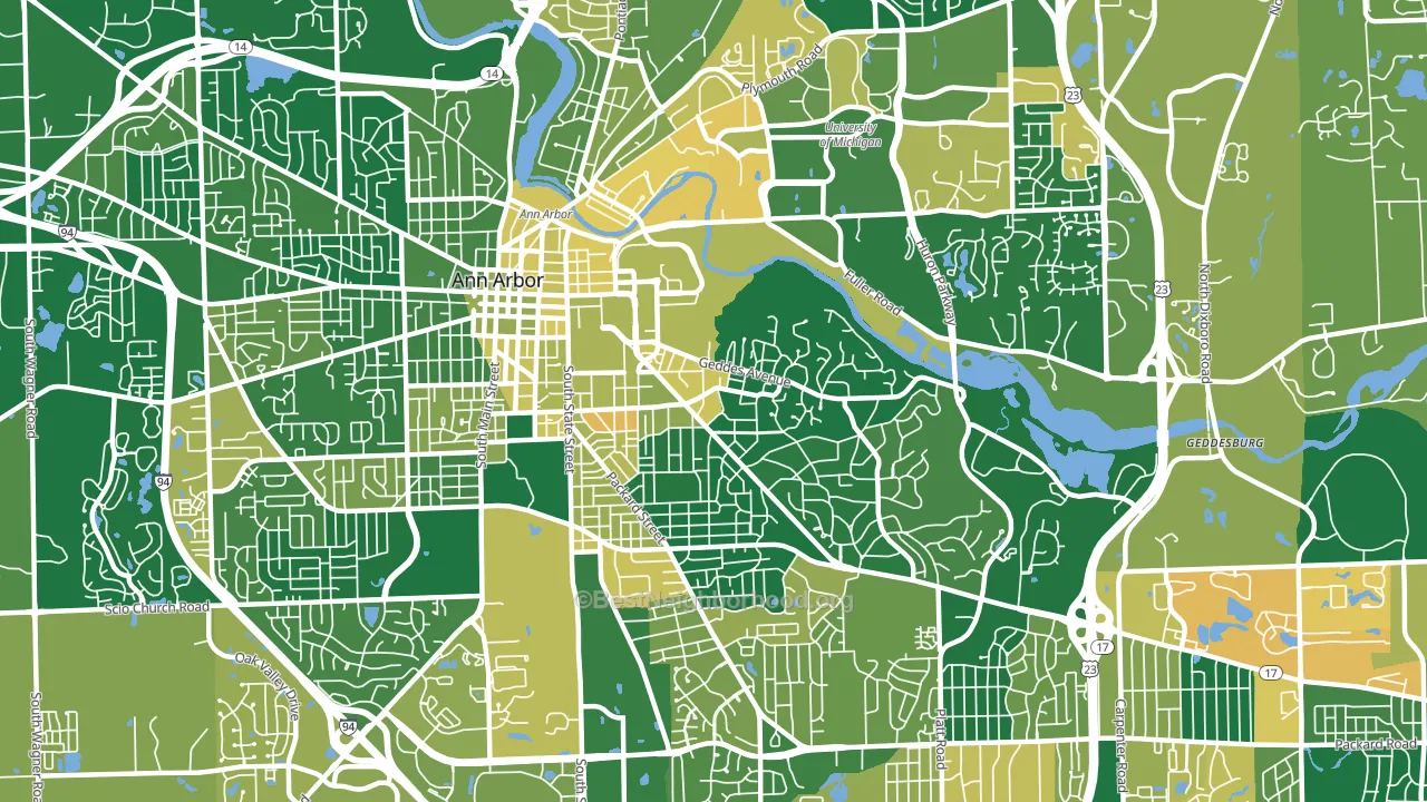 Burns Park, Ann Arbor, MI block-group voter-turnout map