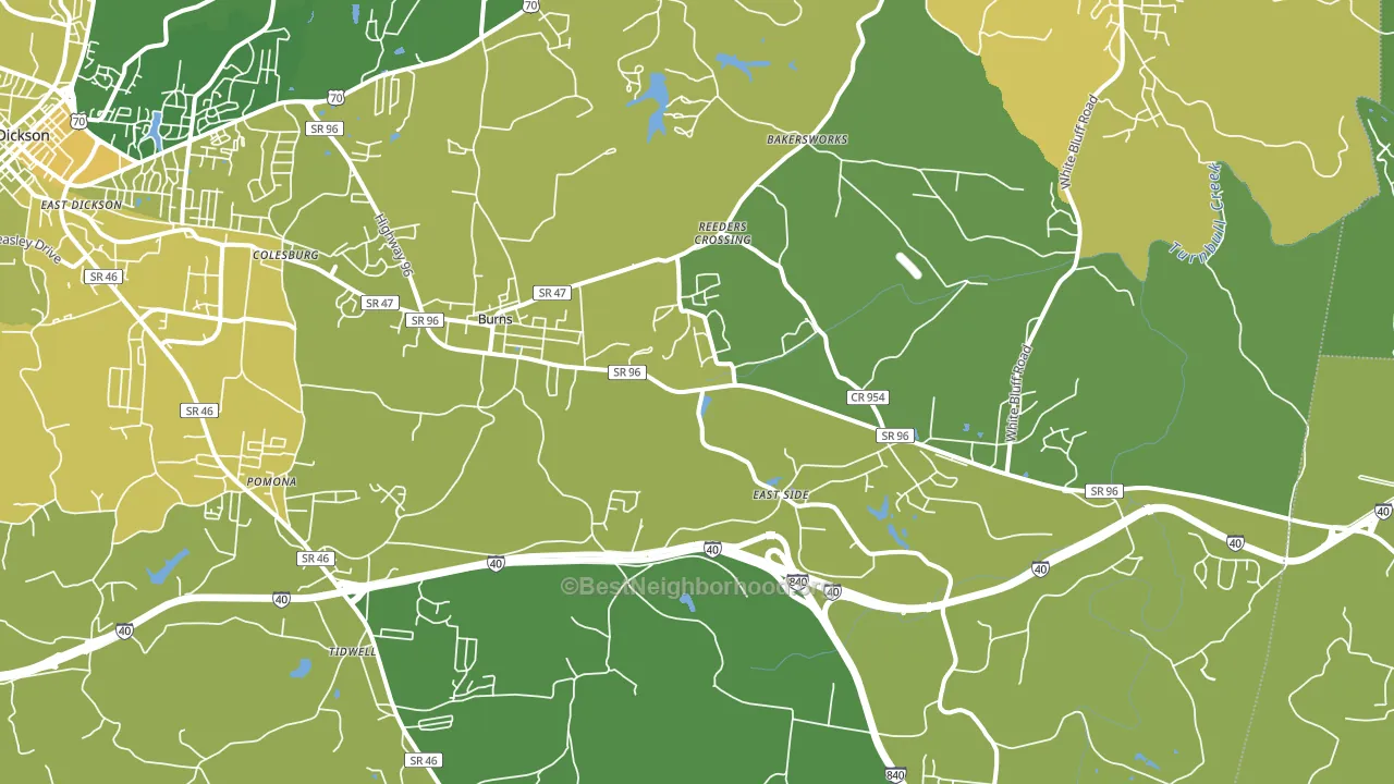 Burns, TN block-group voter-turnout map
