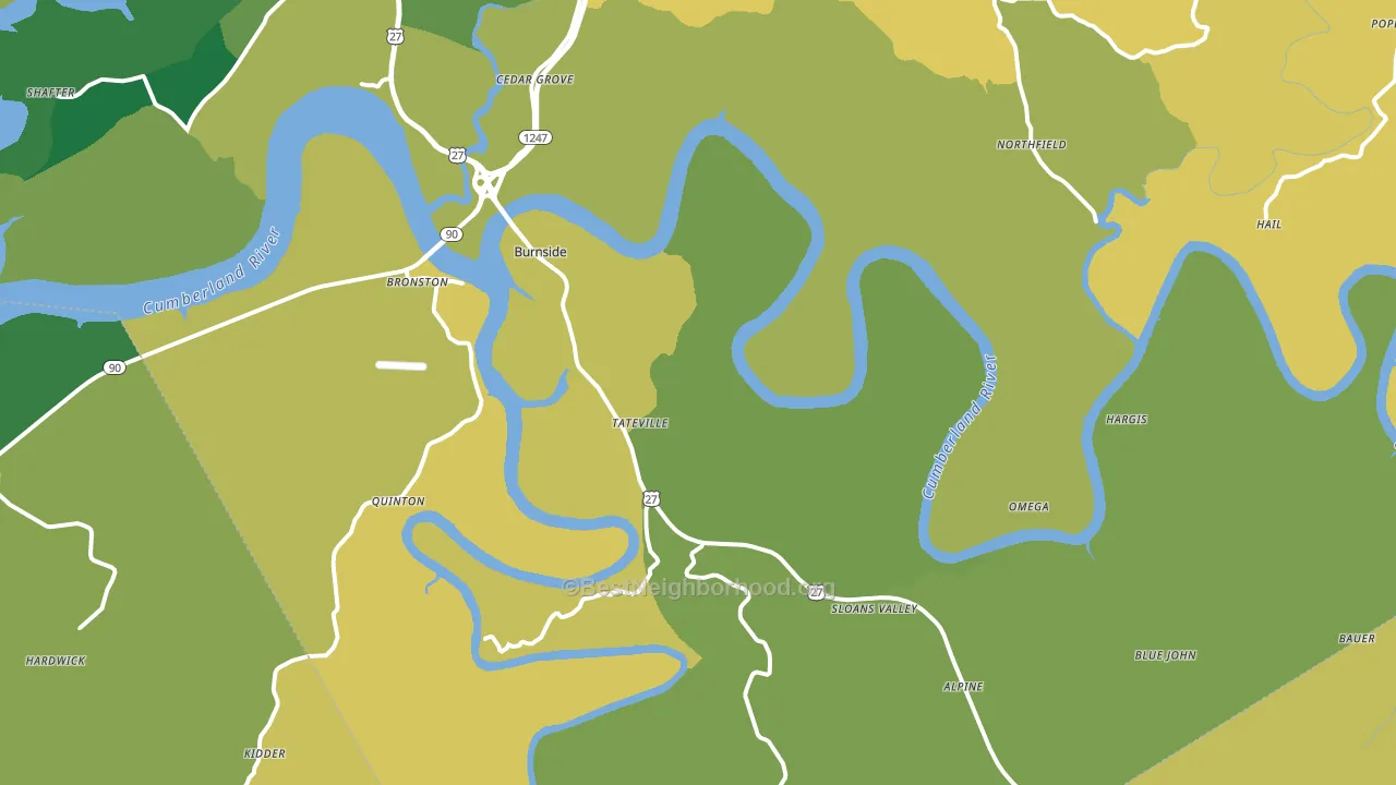 Burnside, KY block-group voter-turnout map