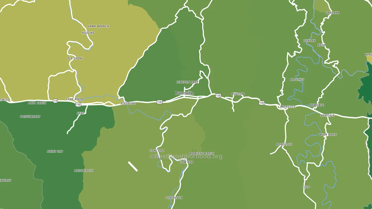Burnsville, NC block-group voter-turnout map