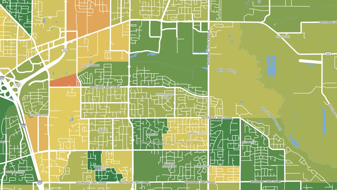 Burnt Bridge Creek, Vancouver, WA block-group voter-turnout map