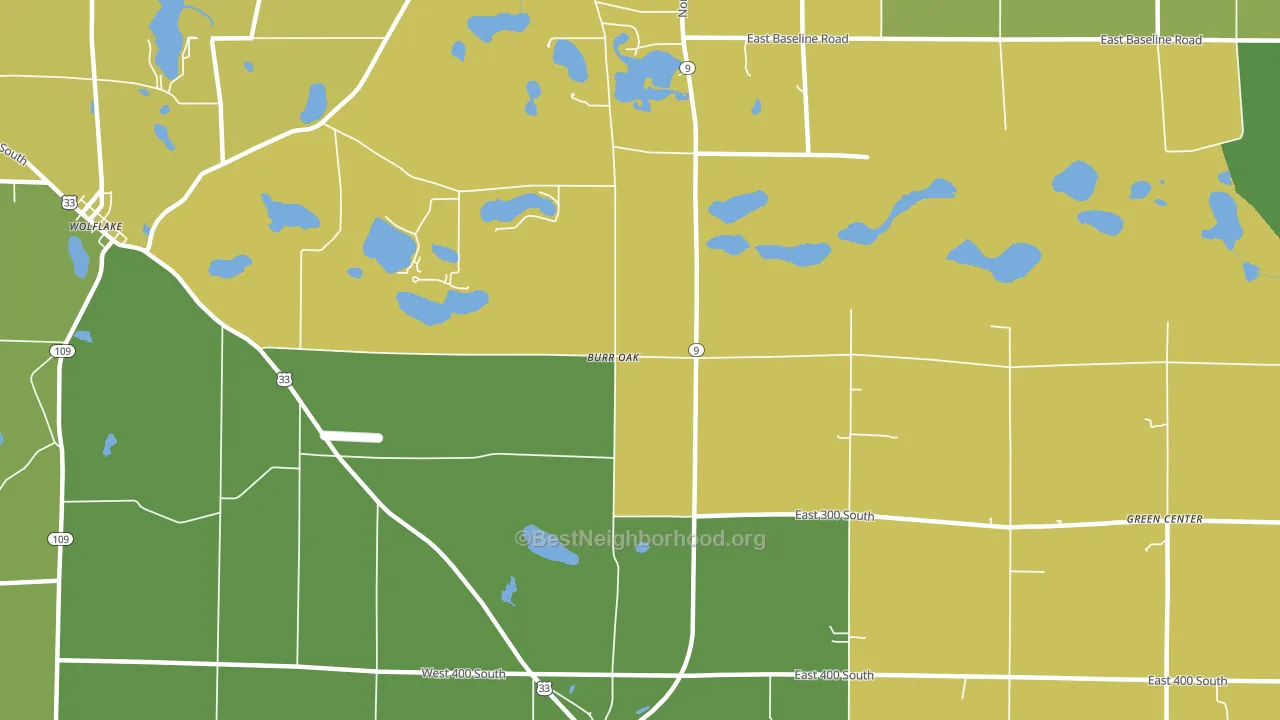 Burr Oak, IN block-group voter-turnout map