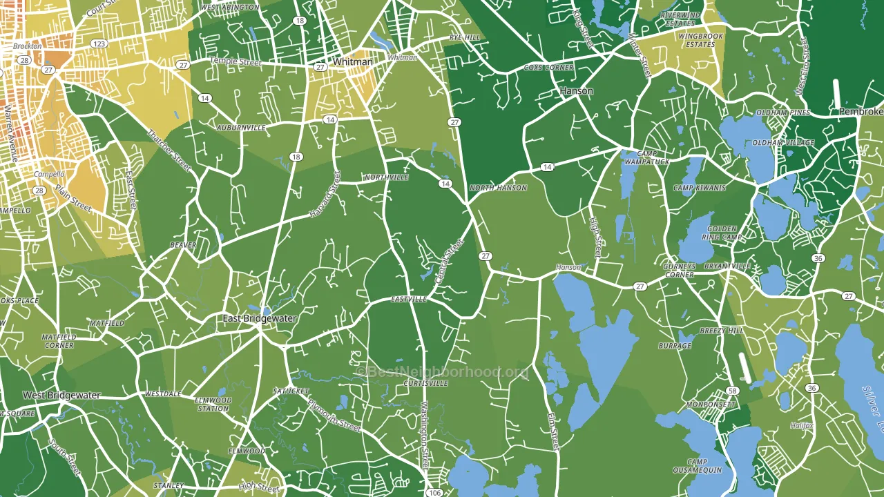 Burrage, Hanson, MA block-group voter-turnout map