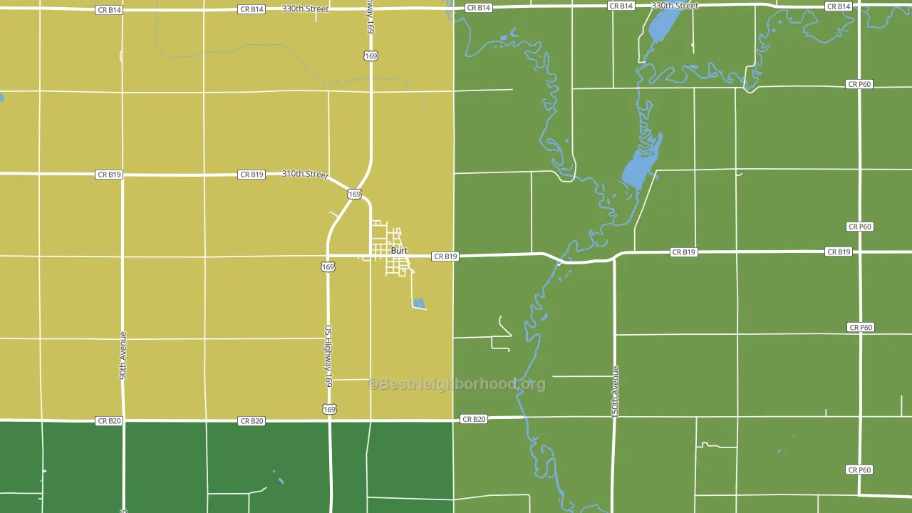 Burt, IA block-group voter-turnout map