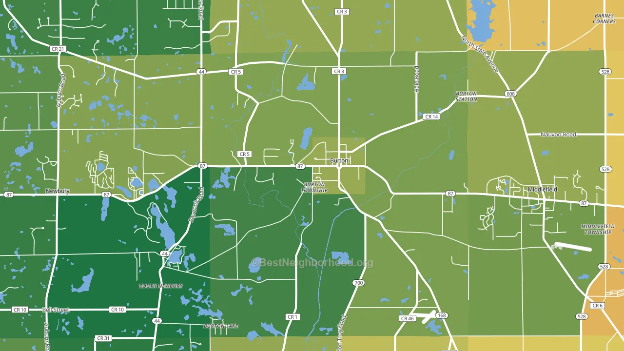 Burton, OH block-group voter-turnout map