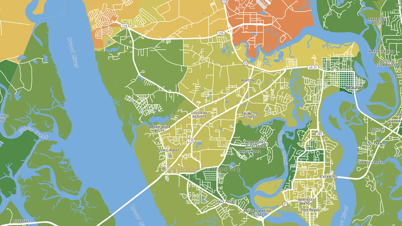 Burton, SC block-group voter-turnout map