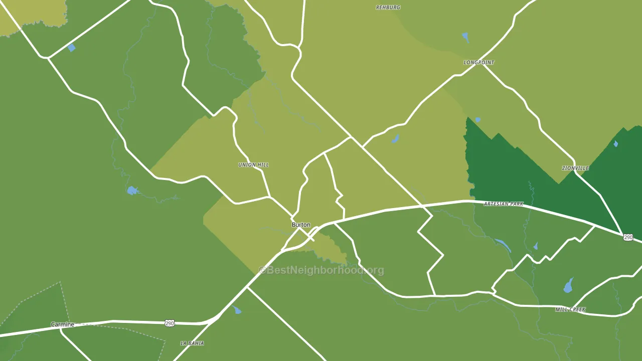 Burton, TX block-group voter-turnout map