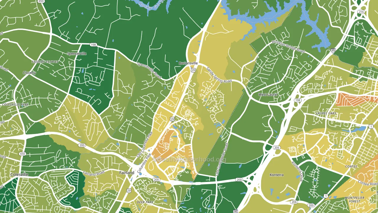 Burtonsville, MD block-group voter-turnout map