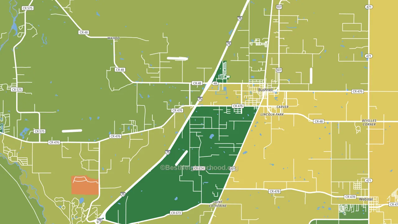 Bushnell, FL block-group voter-turnout map