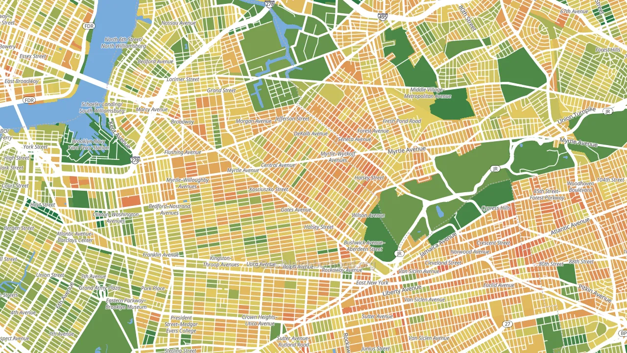 Bushwick, Brooklyn, NY block-group voter-turnout map
