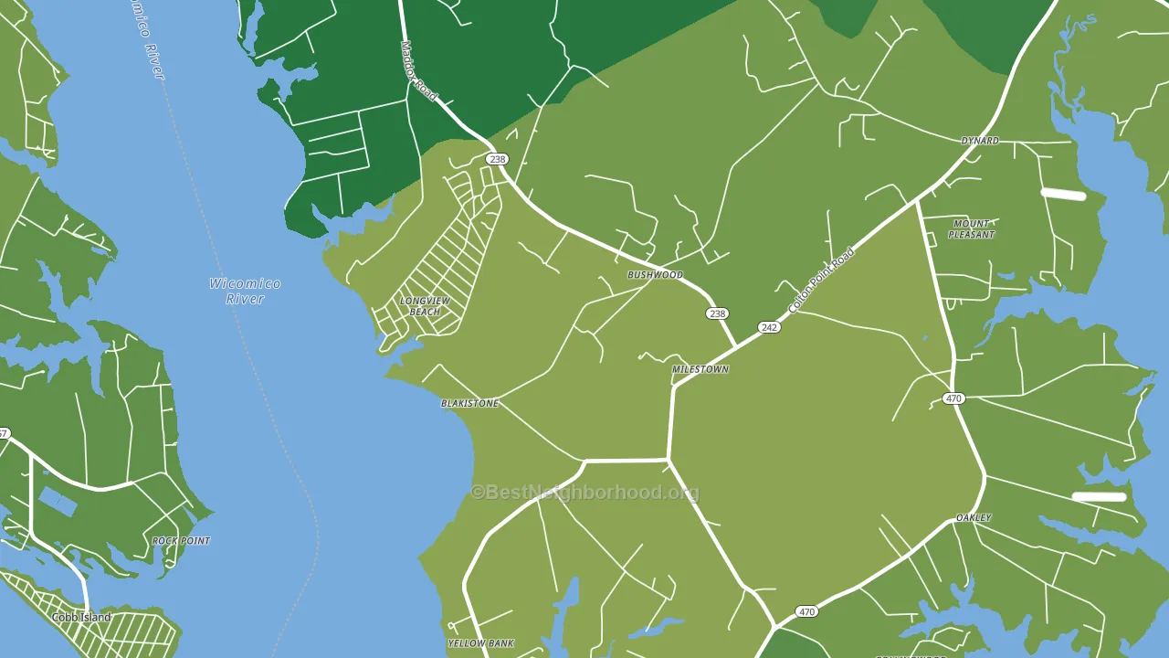 Bushwood, MD block-group voter-turnout map