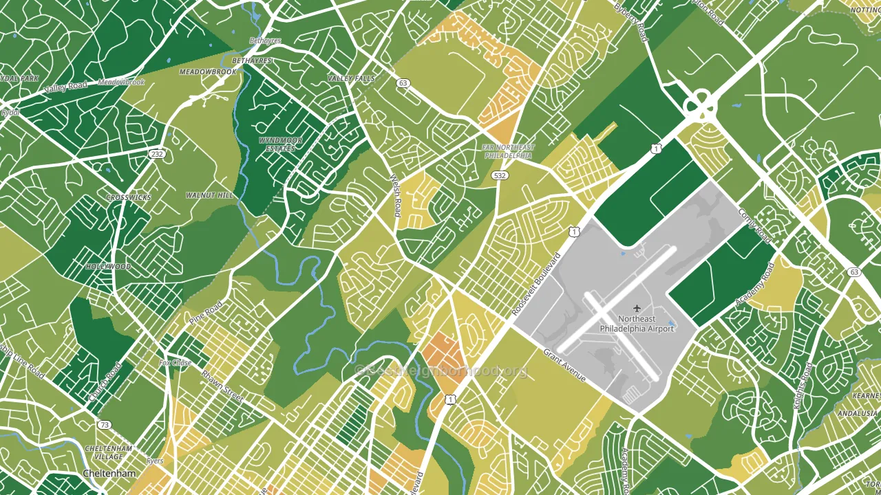 Bustleton, Philadelphia, PA block-group voter-turnout map