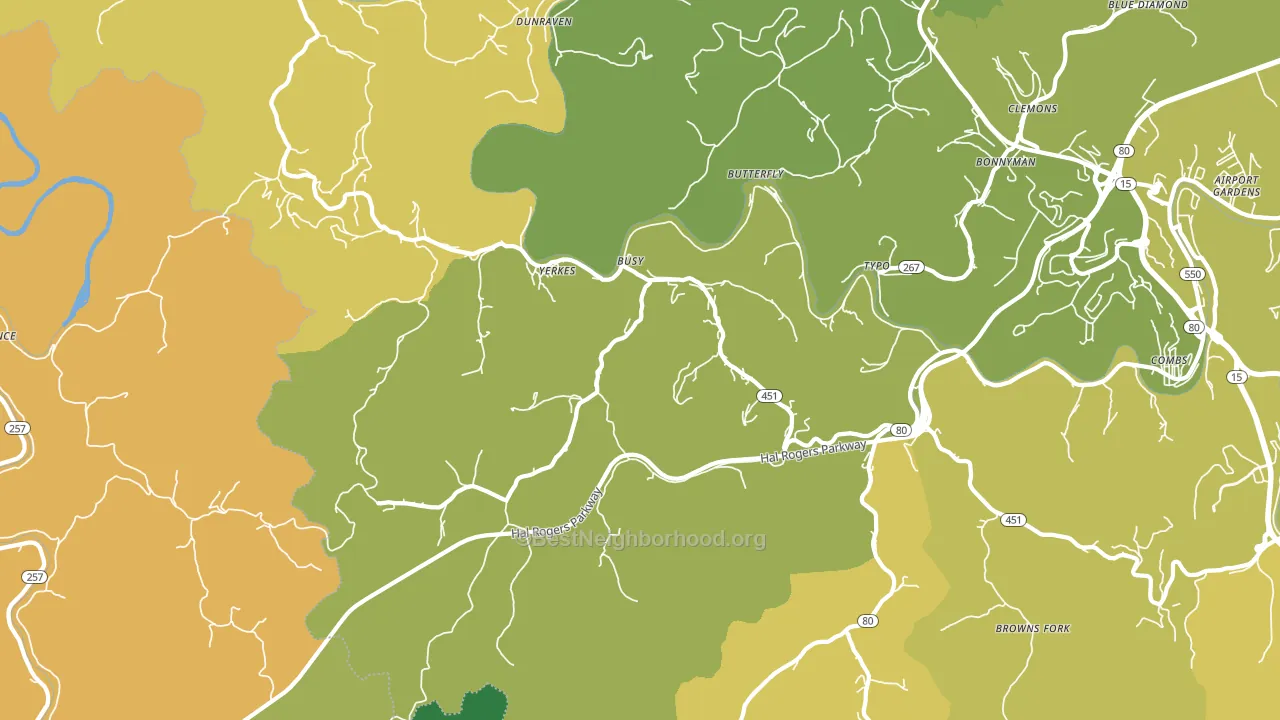 Busy, KY block-group voter-turnout map