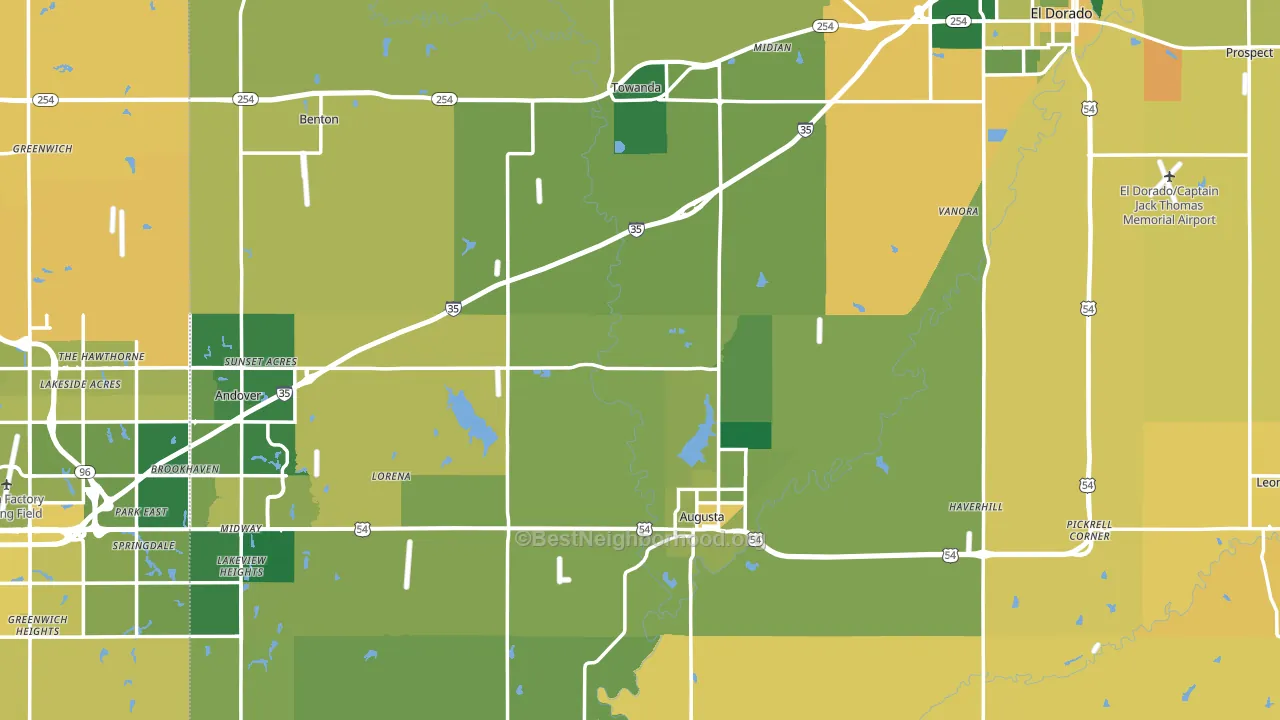 Butler County, KS block-group voter-turnout map