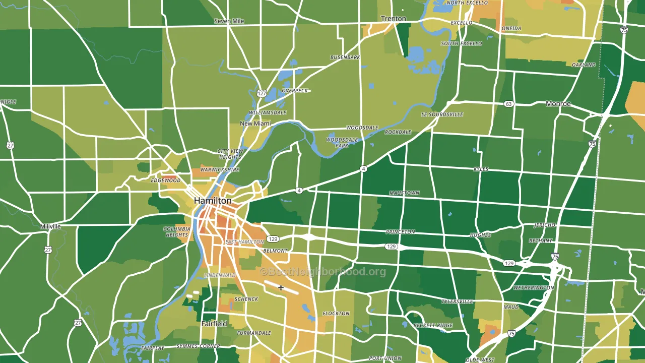 Butler County, OH block-group voter-turnout map