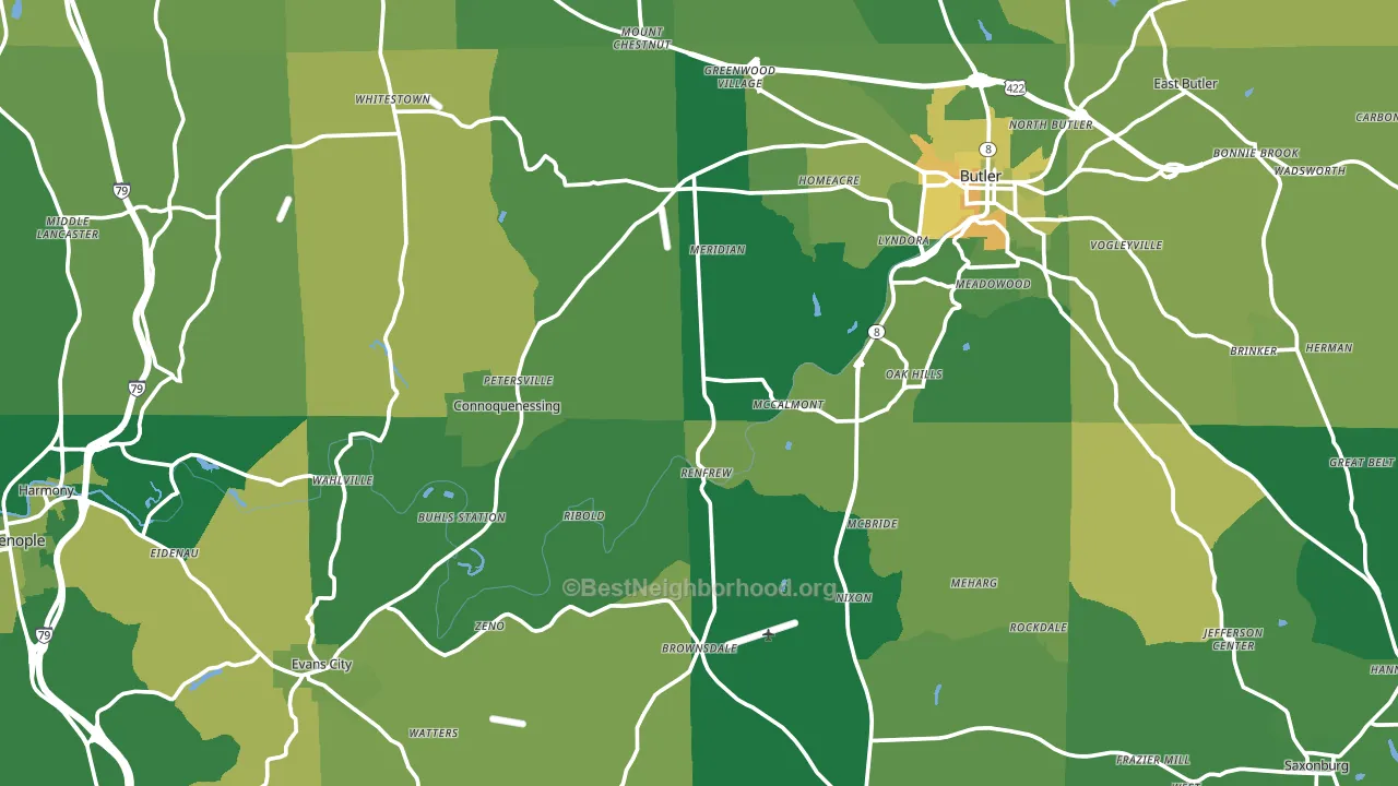 Butler County, PA block-group voter-turnout map