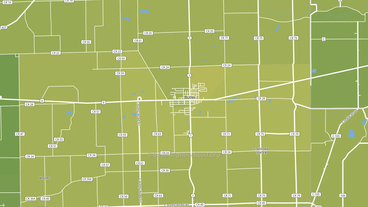 Butler, IN block-group voter-turnout map