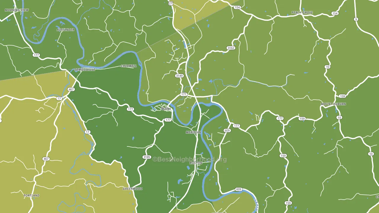 Butler, KY block-group voter-turnout map