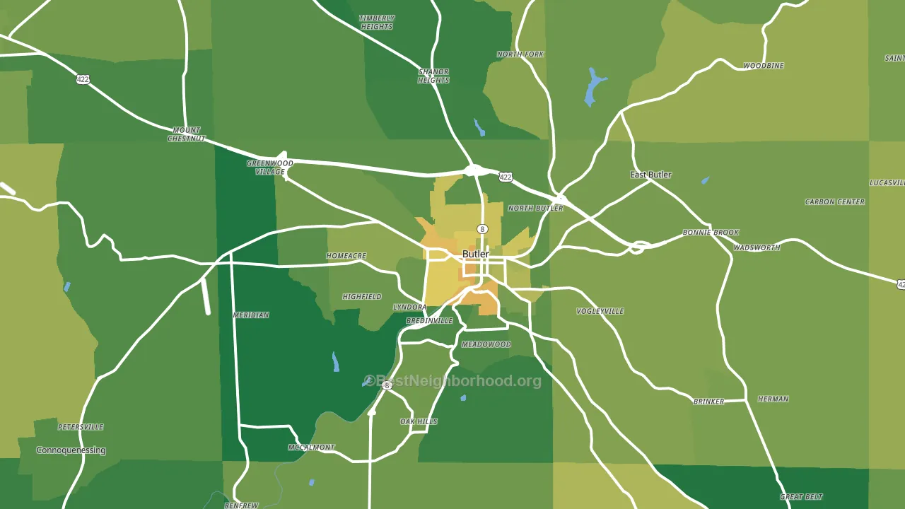 Butler, PA block-group voter-turnout map