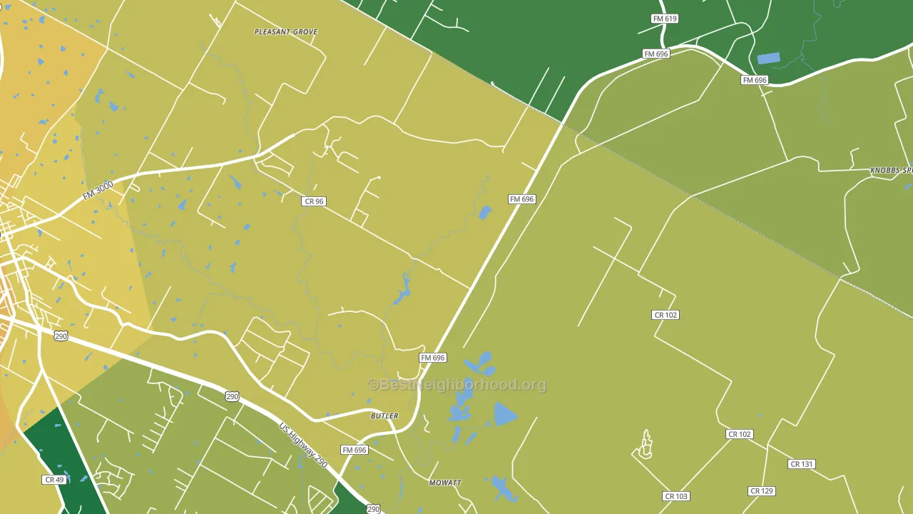 Butler, TX block-group voter-turnout map