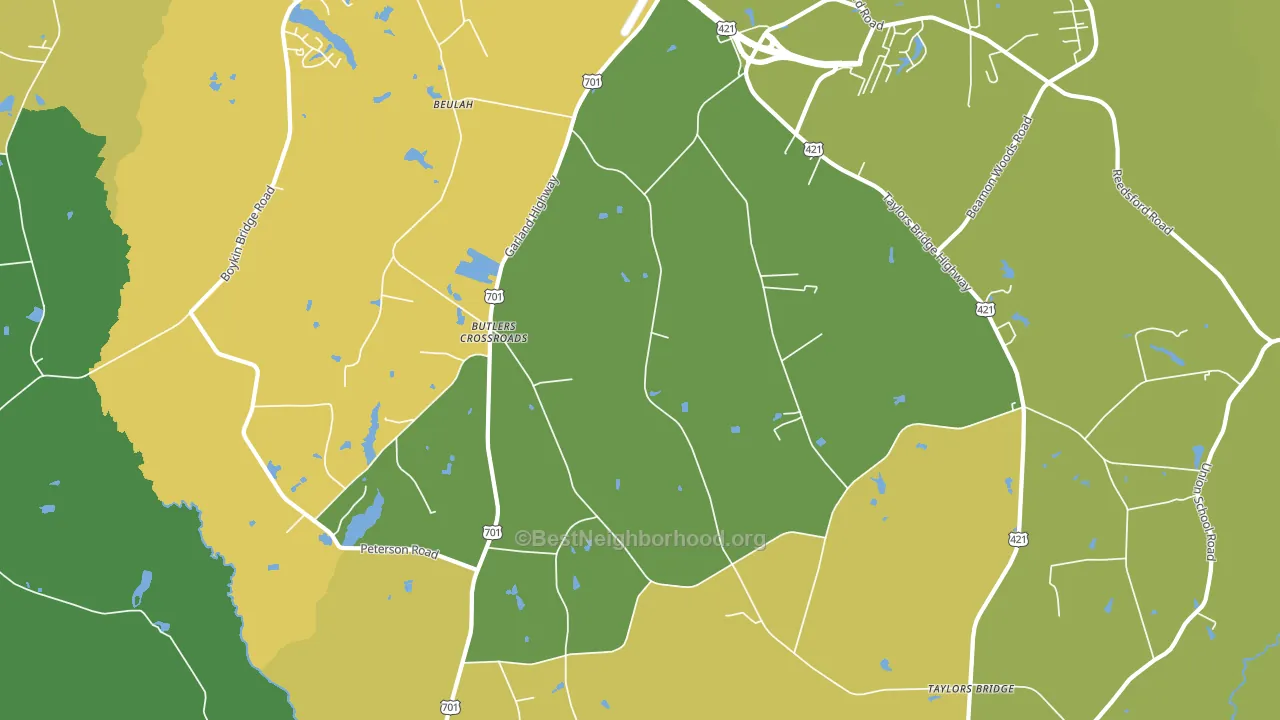 Butlers Crossroads, NC block-group voter-turnout map