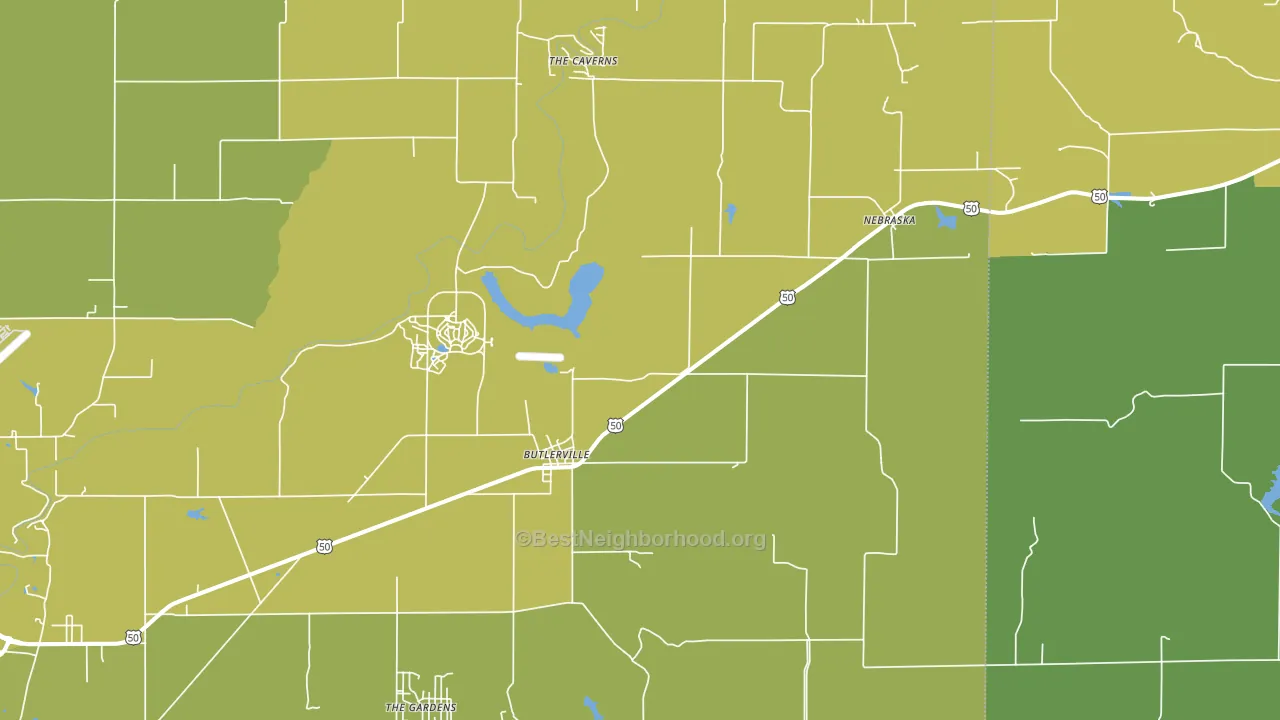 Butlerville, IN block-group voter-turnout map