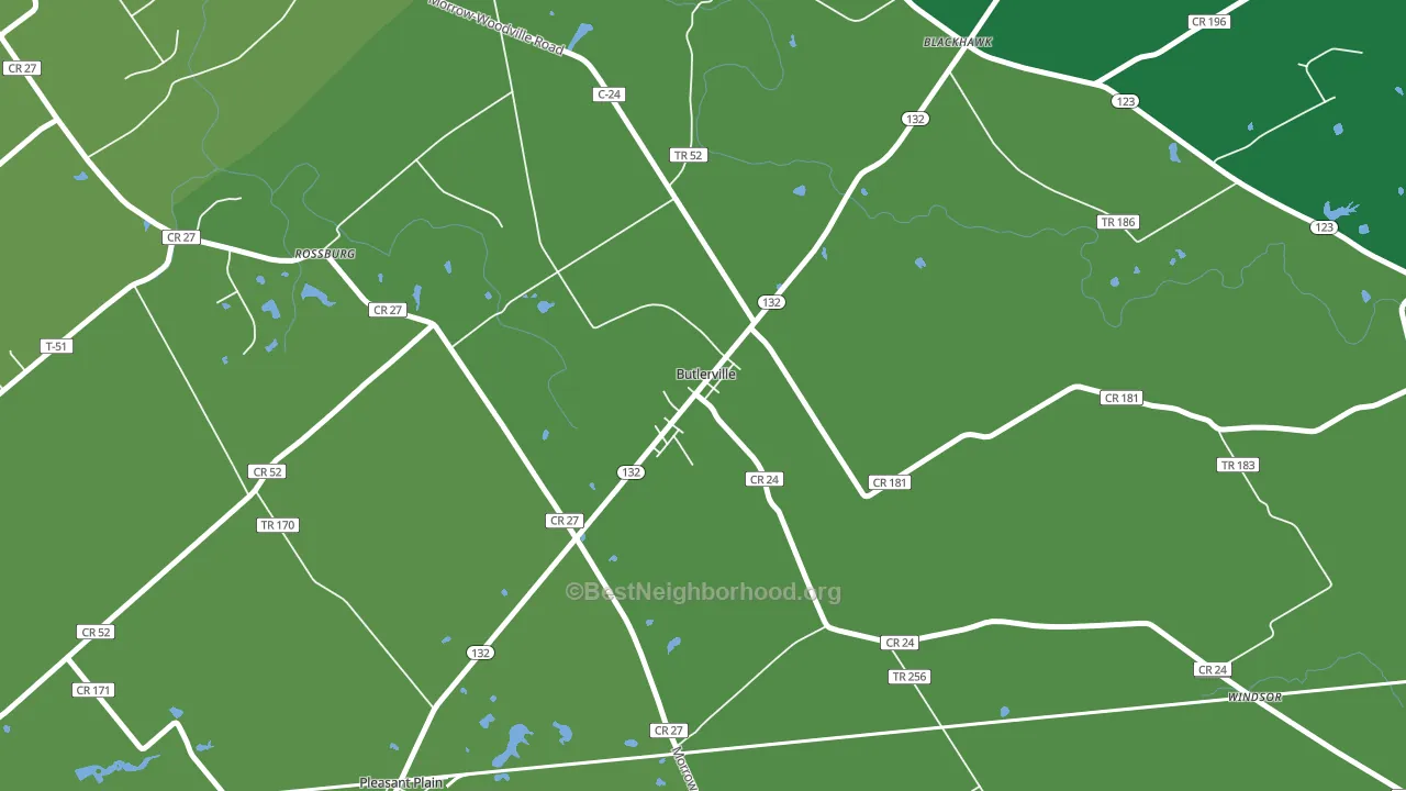 Butlerville, OH block-group voter-turnout map