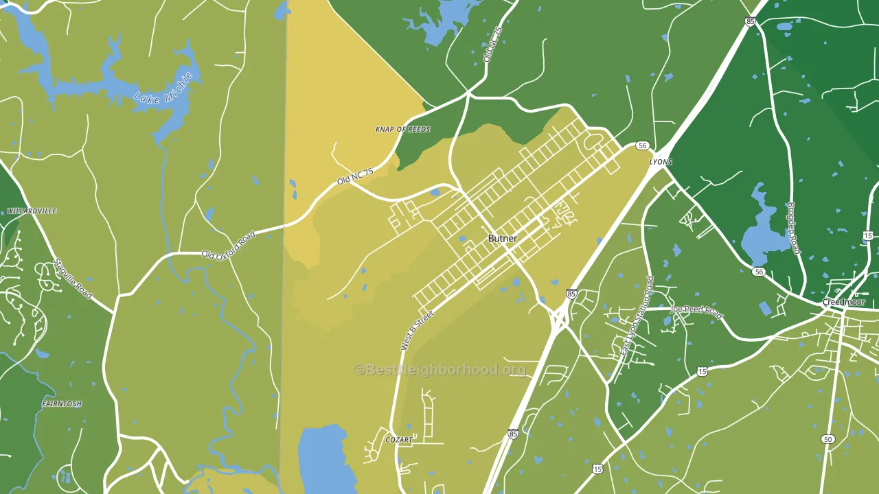 Butner, NC block-group voter-turnout map