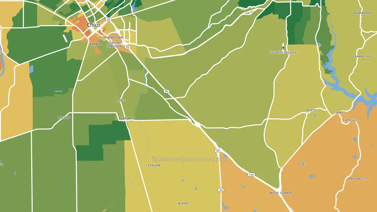 Butte County, CA block-group voter-turnout map