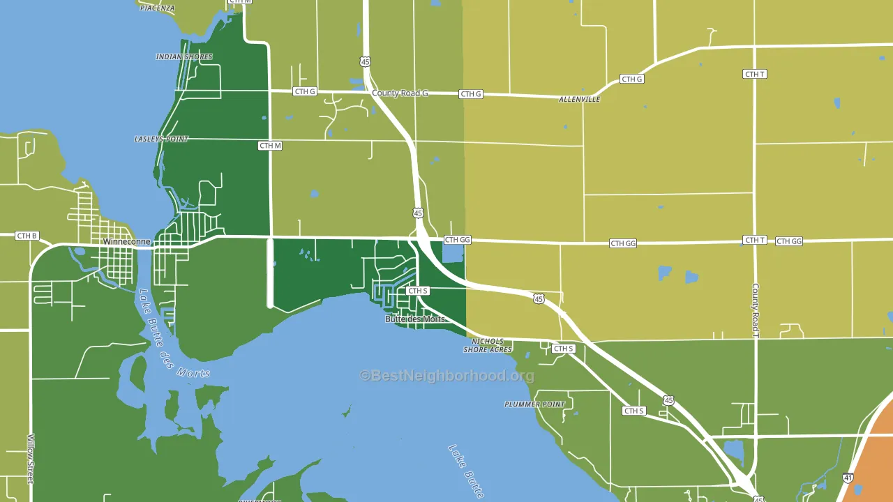 Butte Des Morts, WI block-group voter-turnout map