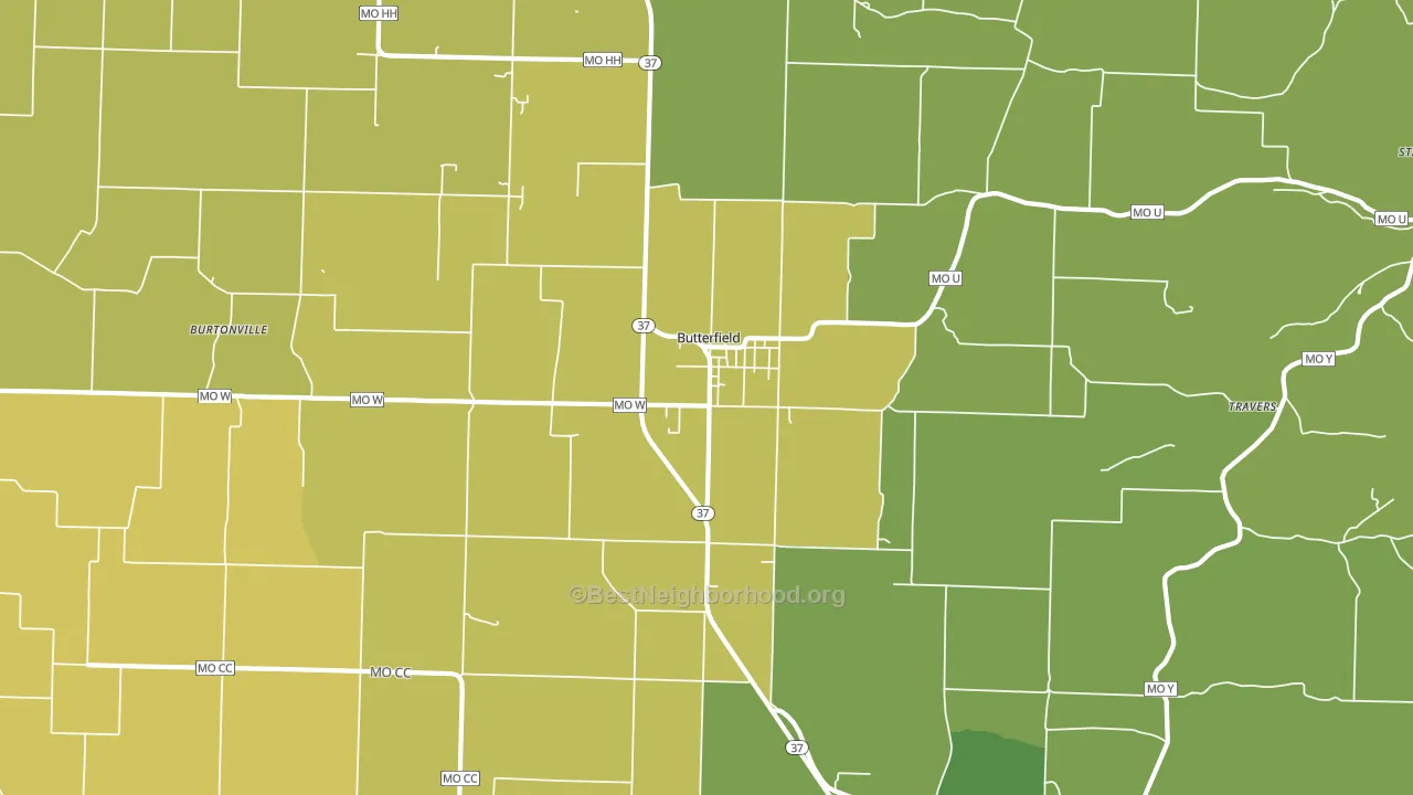 Butterfield, MO block-group voter-turnout map