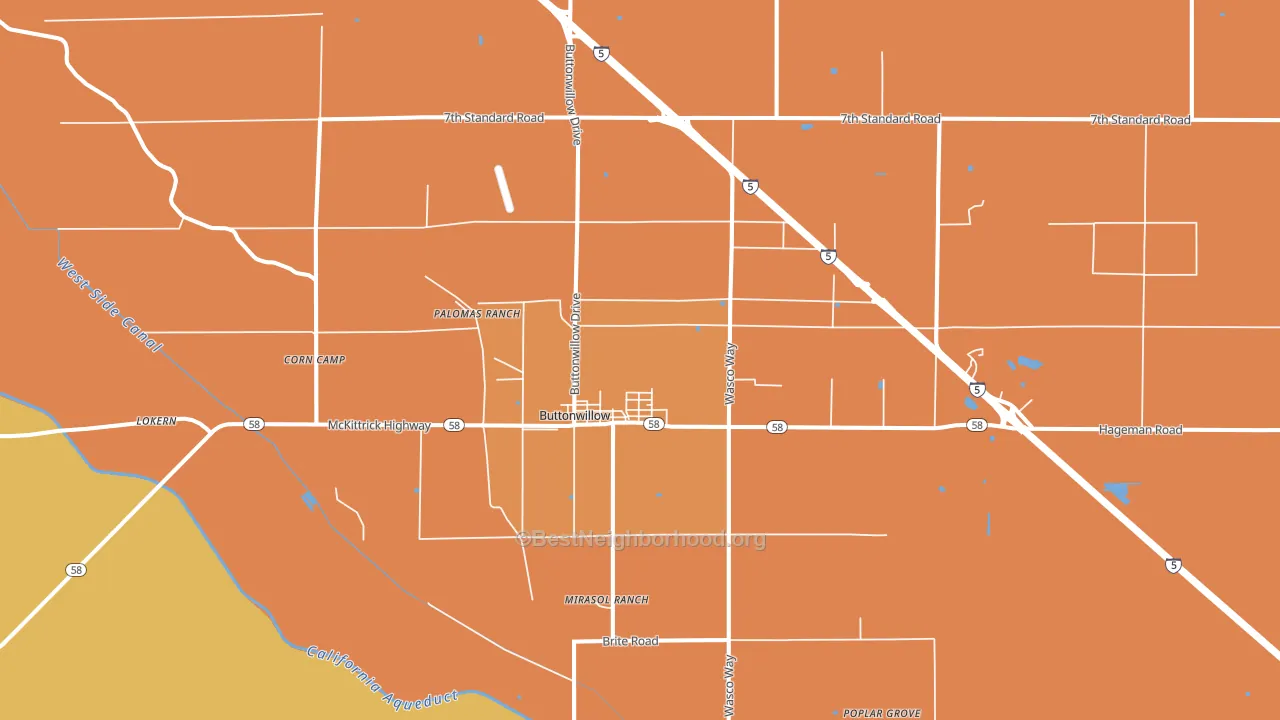 Buttonwillow, CA block-group voter-turnout map