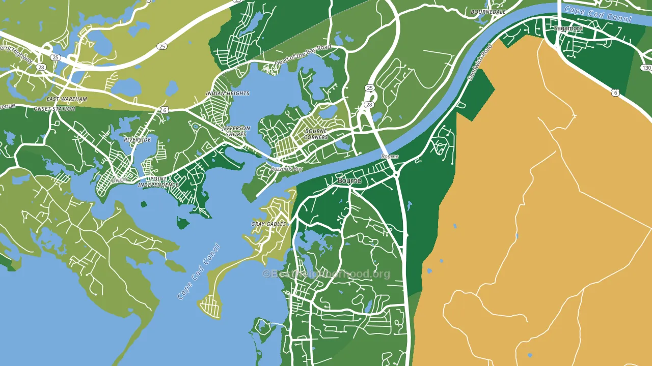 Buzzards Bay, MA block-group voter-turnout map