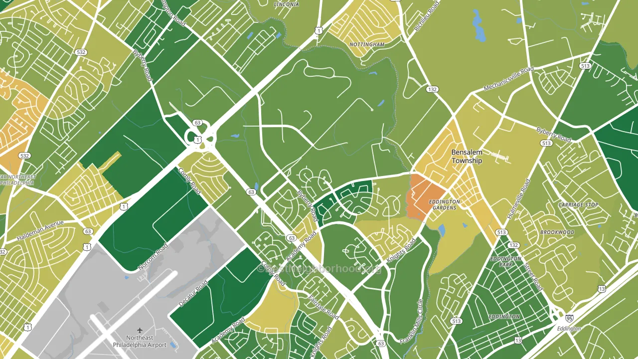 Byberry, Philadelphia, PA block-group voter-turnout map