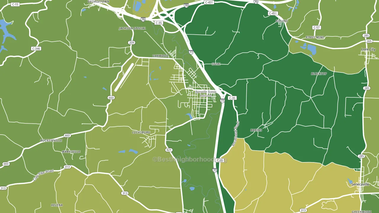 Byesville, OH block-group voter-turnout map
