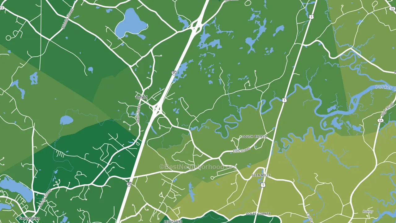 Byfield, MA block-group voter-turnout map