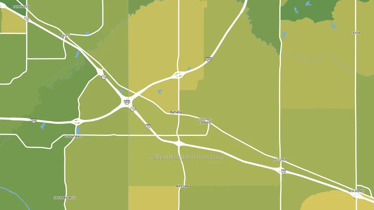 Byhalia, MS block-group voter-turnout map