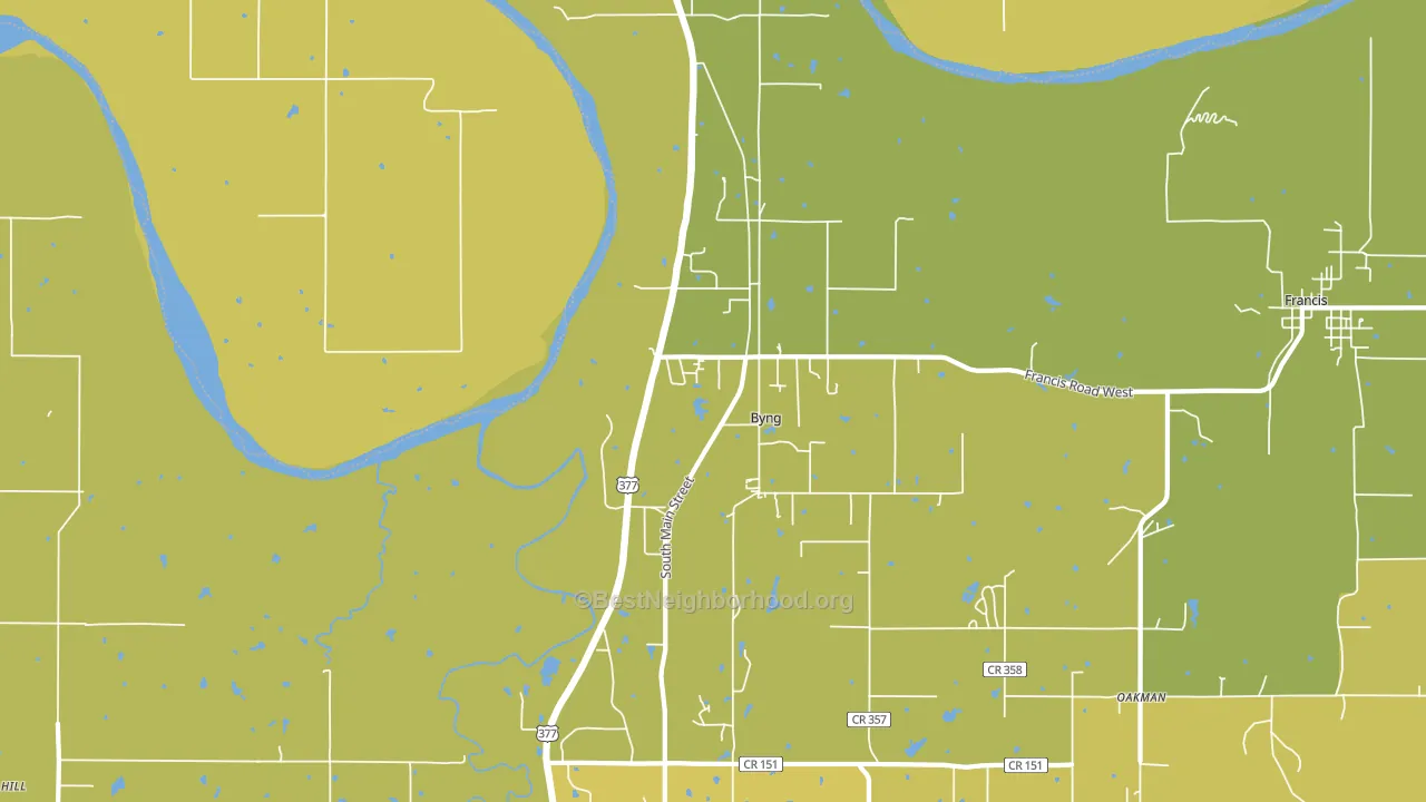 Byng, OK block-group voter-turnout map
