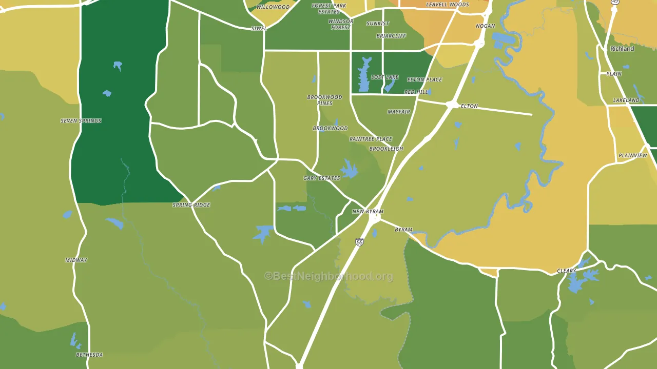 Byram, MS block-group voter-turnout map