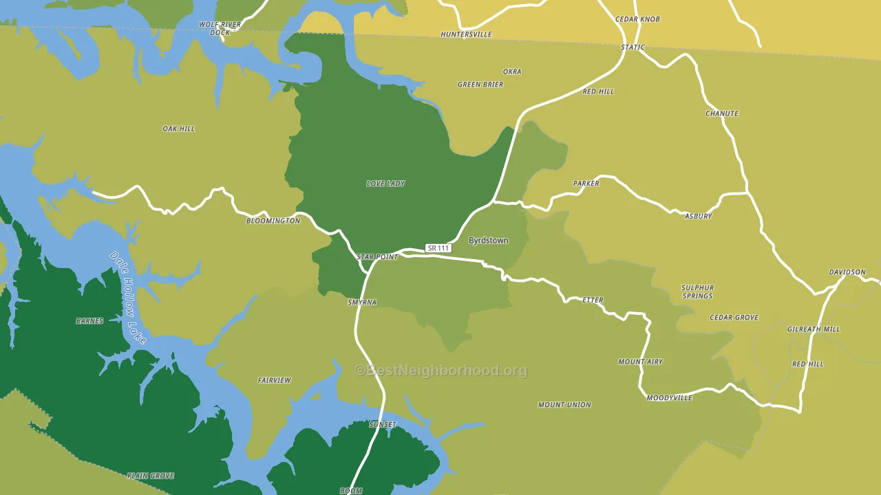 Byrdstown, TN block-group voter-turnout map