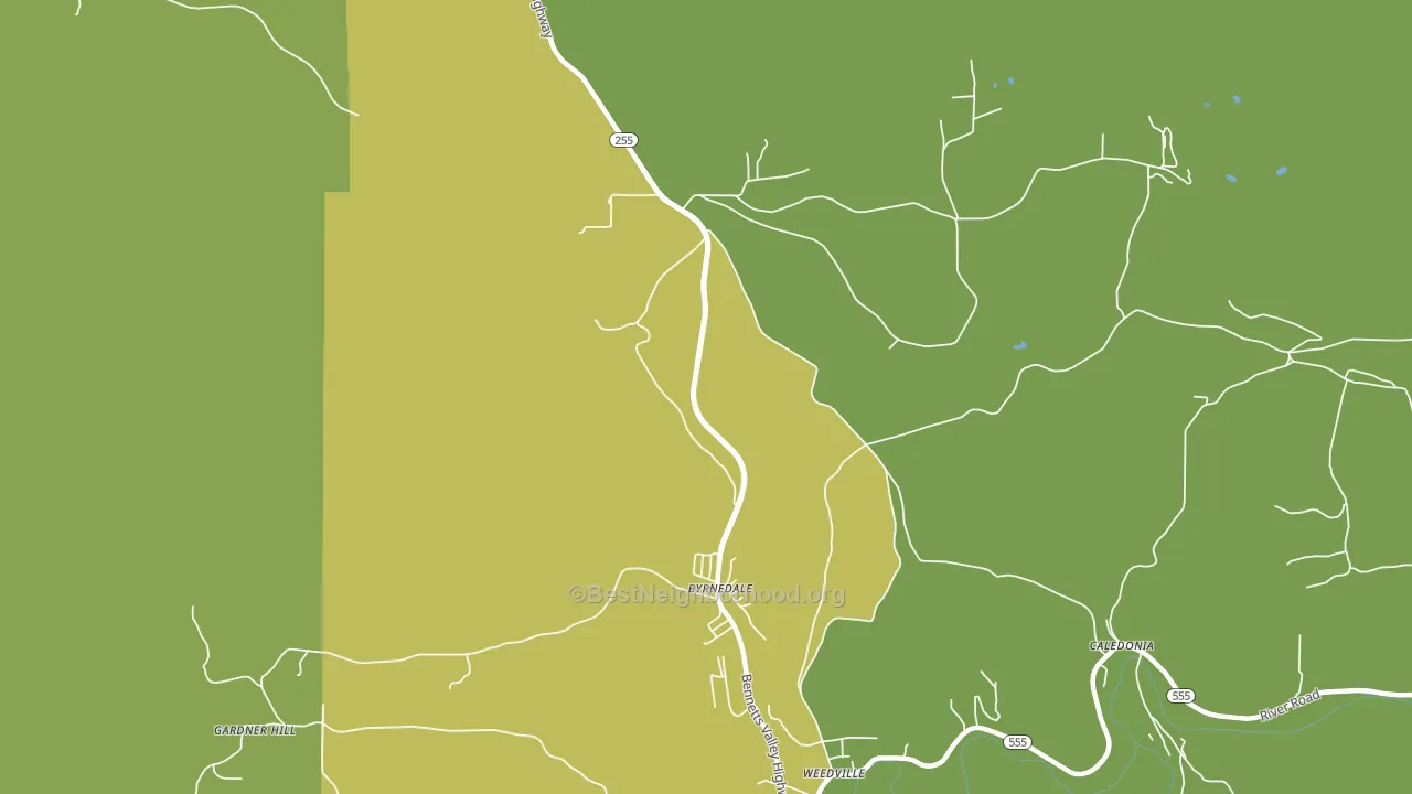 Byrnedale, PA block-group voter-turnout map